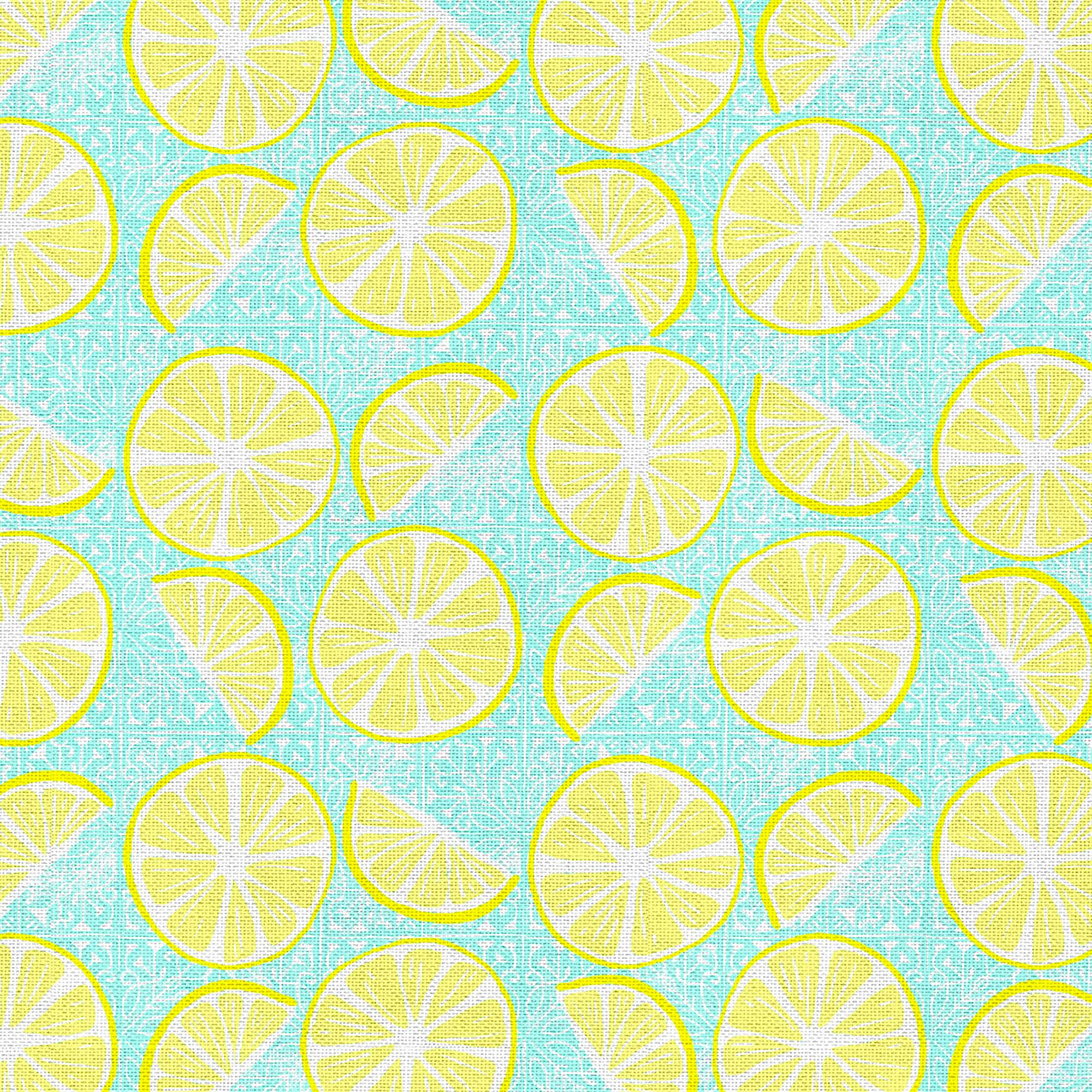 Fabric Editions Turquoise Lemon Slices Cotton Fabric